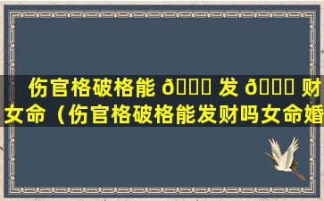 伤官格破格能 🍀 发 🕊 财吗女命（伤官格破格能发财吗女命婚姻）